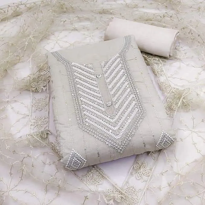 Premium Luxury Sequence Work Unstitched Four Piece Dress for Women